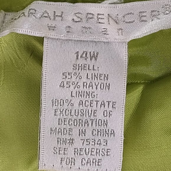 Sarah Spencer Women's Lime Green Linen Blend Blouse And Skirt Size 14W - Picture 14 of 16